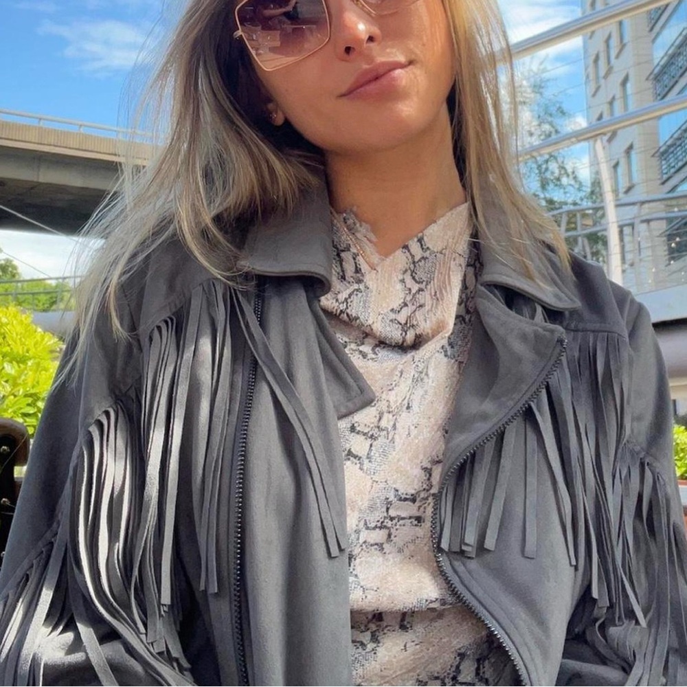 Stylish Gray Fringe Jacket